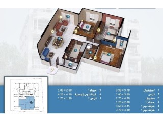 للبيع شقة فى اللوتس الشمالى التجمع نص تشطيب ١٨٠ متر فيو مفتوح